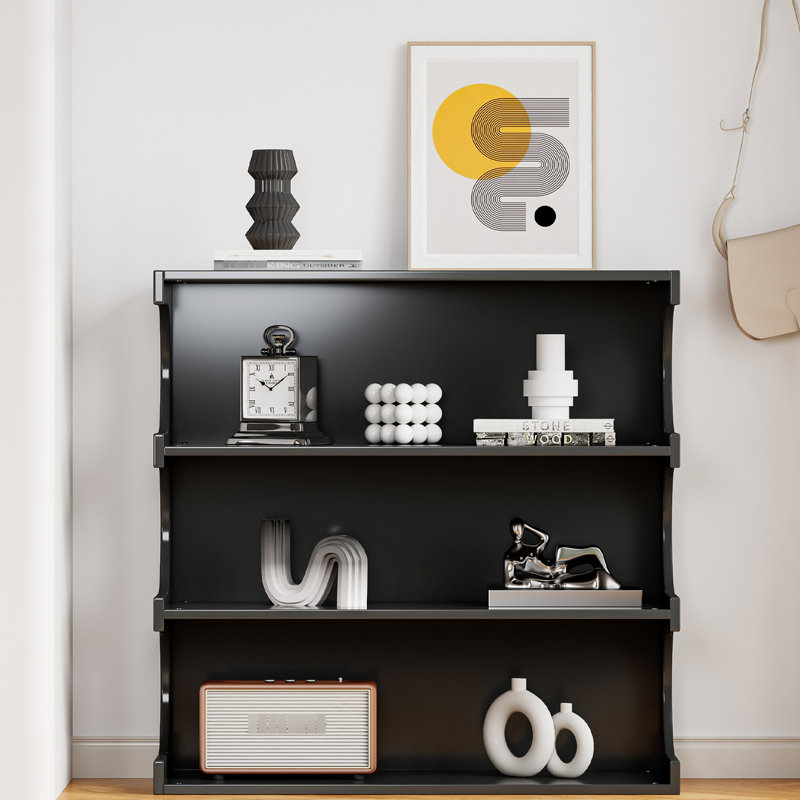 Étagère et table basse multifonctionnelles à 4 livres noires, Noir, H 15,32 po x l 35,56 po