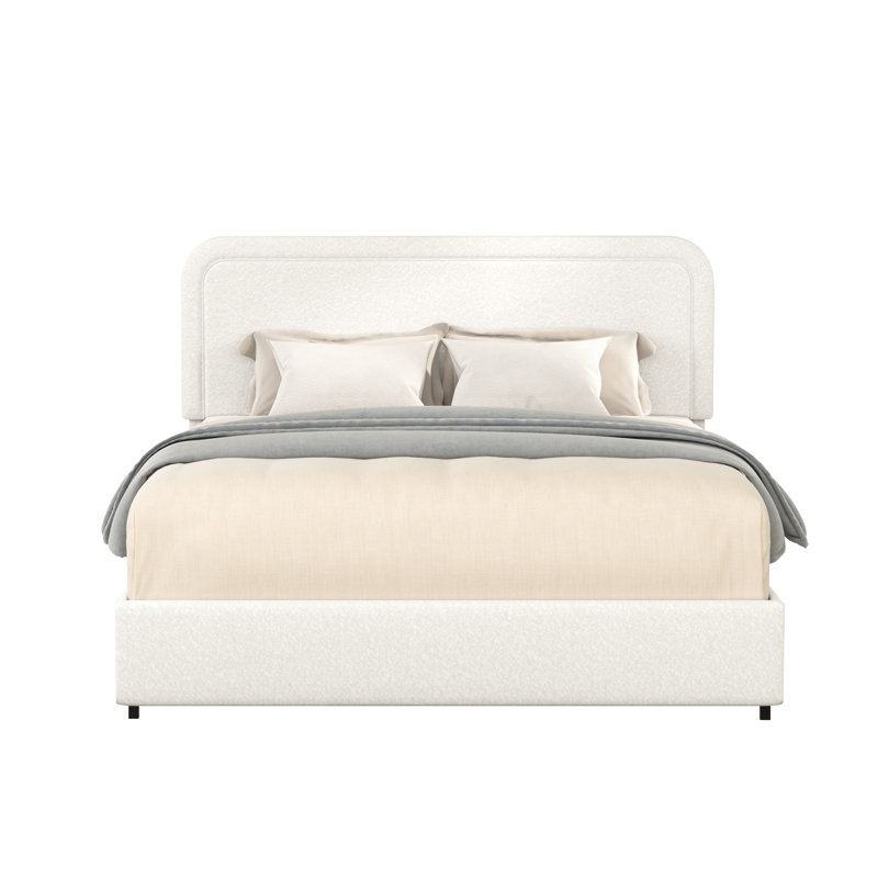 Grand lit plateforme tapissier Livcle Ivory Boucle