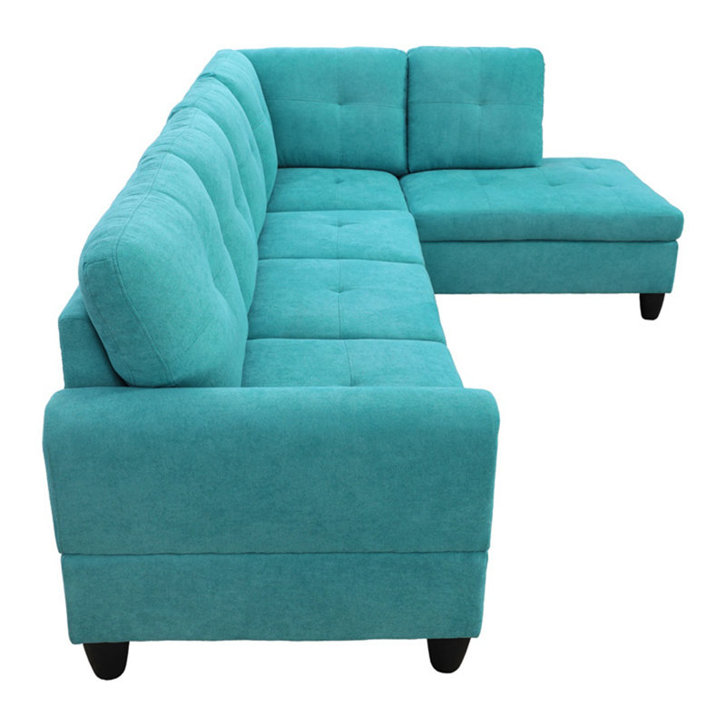 Jacksmith Upholstered Sectional, Right Hand Facing, Seafoam 100% Linen