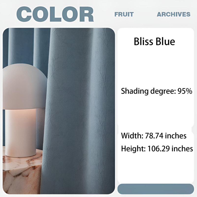 Marleni Chenille Room Darkening Curtain Single Panel, 78.74" W x 106.3" L