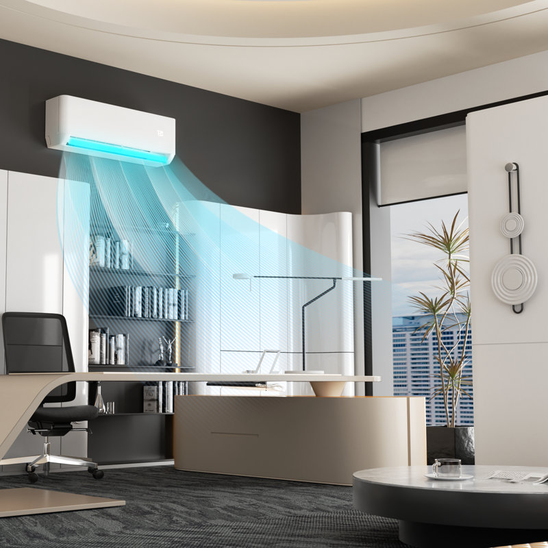 9000 BTU White Smart Control Split Air Conditioner with Heater and Remote