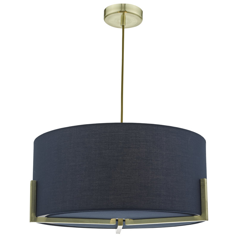 Dayanara 3 - Light Drum Pendant, Navy Blue/Gold