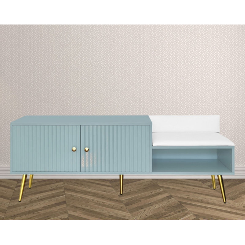 Banc de rangement pour 8 paires de chaussures, Bleu