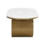 Table basse moderne ovale, table basse de 47,24 po avec tiroir de rangement, plateau en faux marbre, table centrale en métal-738263947