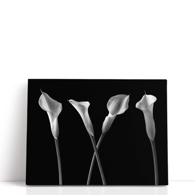 Calla Lilies In A Row, noir et blanc - reproduction d'art sur toile