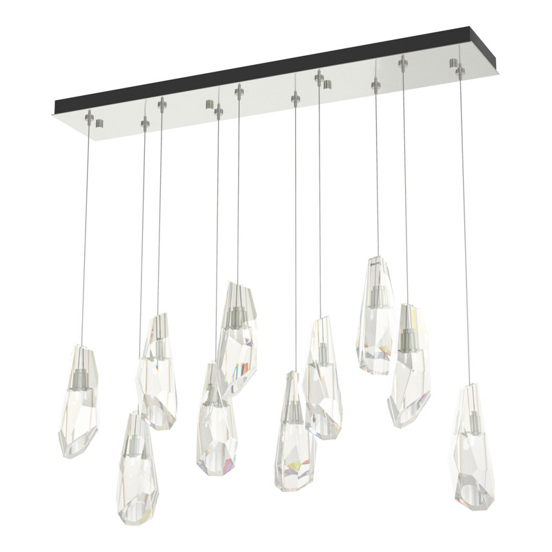 Luma 10 - Light Crystal Pendant, 80" H, Sterling