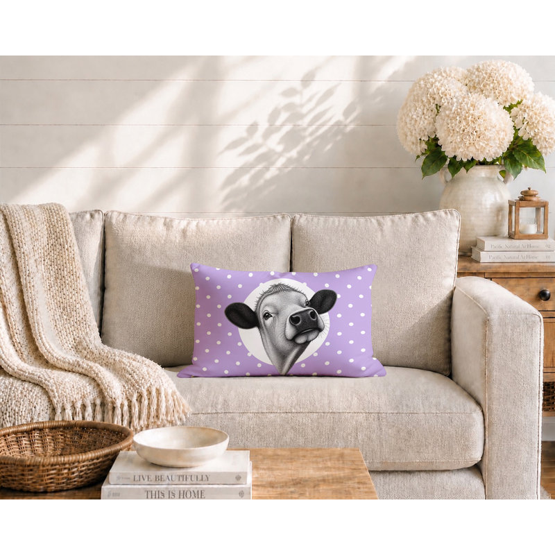 Coussin réversible intérieur / extérieur Cow, 25 x 18, Lavande