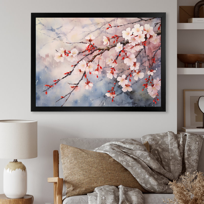 «Flower Whispers Cherry Blossoms» sur toile, Cadre simple noir, H 12 po x l 20 po x P 1 po