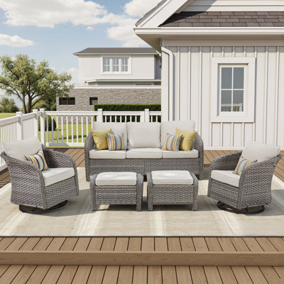 Patio Furniture Set, 5 Pieces Outdoor Conversation Set, All Weather Wicker Patio Furniture