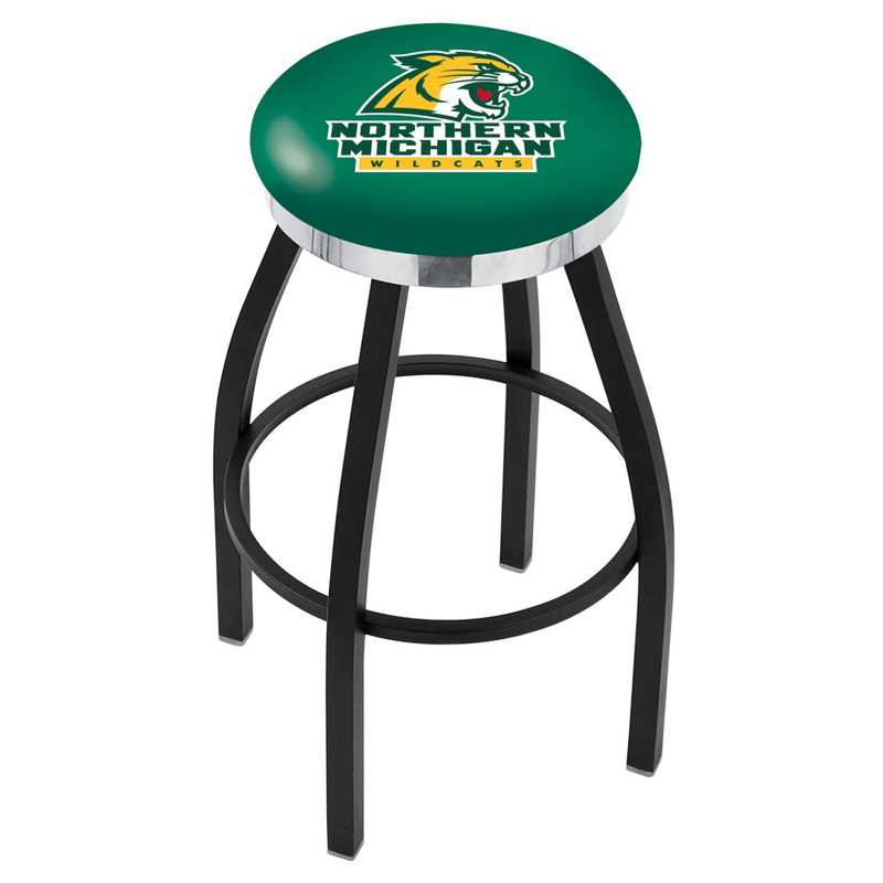 NCAA Swivel 25" Counter Stool, Chrome, Northern Michigan University