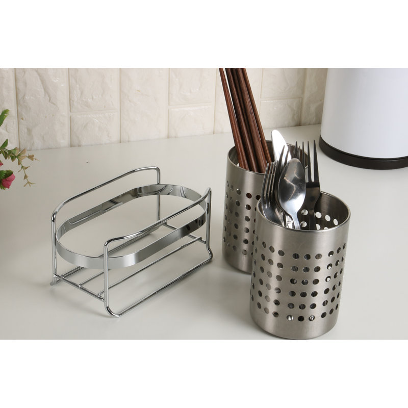 Stainless Steel Square Utensil Storage Set