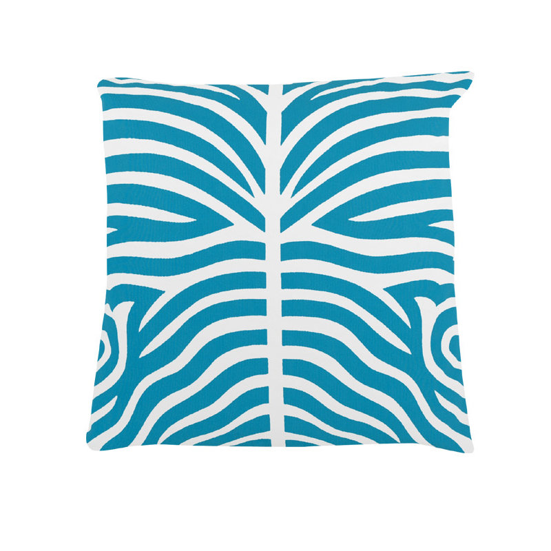 Xandra Zebra Striped 100% Cotton Throw Pillow, Baby Blue