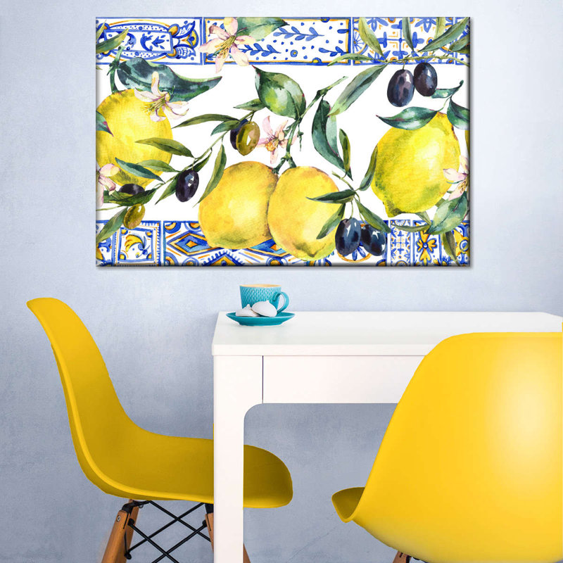 Lemons And Olives Canvas Print, 24" H x 36" W x 1.25" D