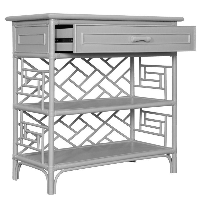Chippendale End Table with Storage, Light Gray