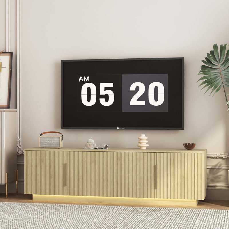 Modern TV Stand with 16-Color LED Lighting and Spacious Storage