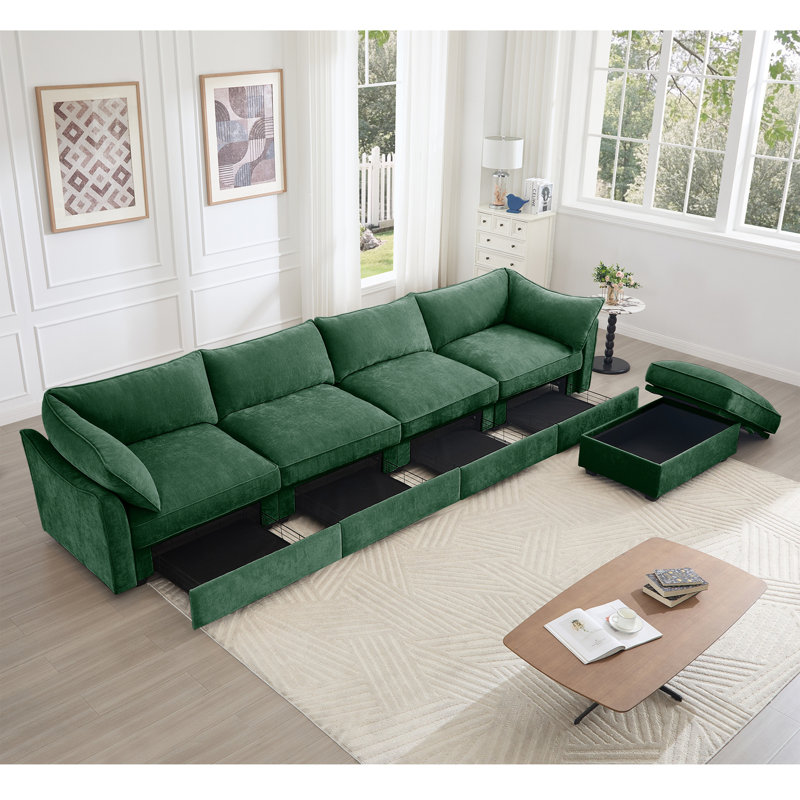 Canapé modulaire en chenille, Gris chenille