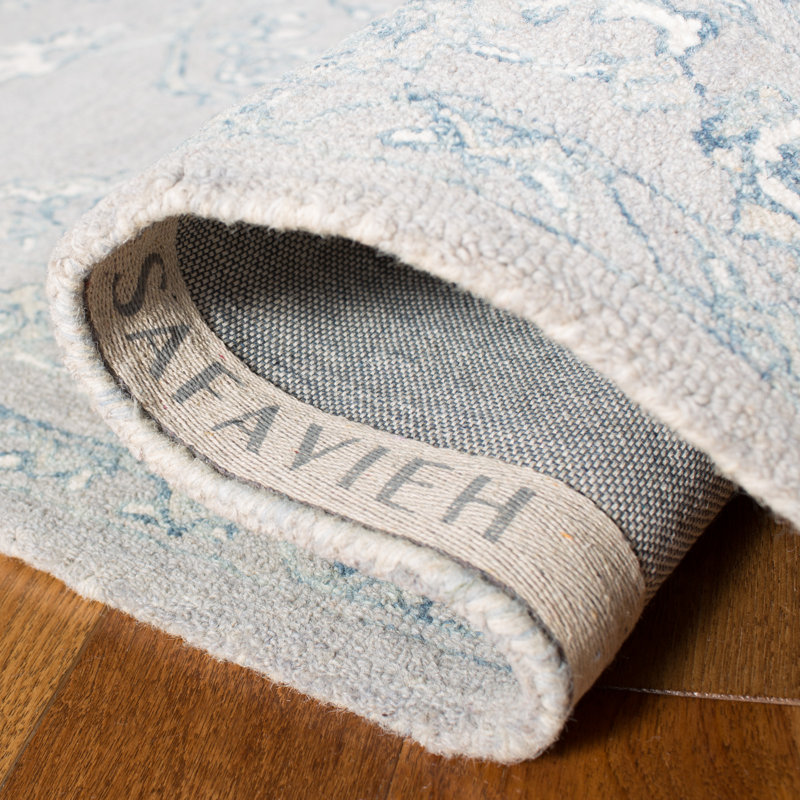 Tapis oriental gris clair / ivoire en laine tissé à la main Crewellwalk, Carré 7 pi