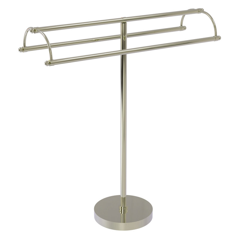 Porte-serviettes sur pied à double accoudoirs, Nickel poli