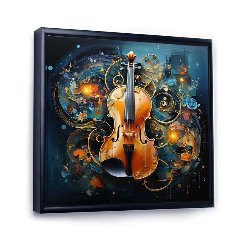 Music Symphonic Fusion Layers - Impression, Cadre flottant noir, 24" H x 24" W