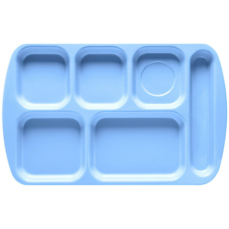 GET Plateau de cafétéria 6 compartiments, droitier, 10 po x 15 po, rouge (paquet de 12), Bleu français