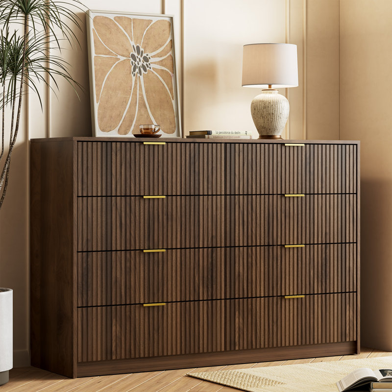 Commode 8 tiroirs l 55 po, Marron foncé