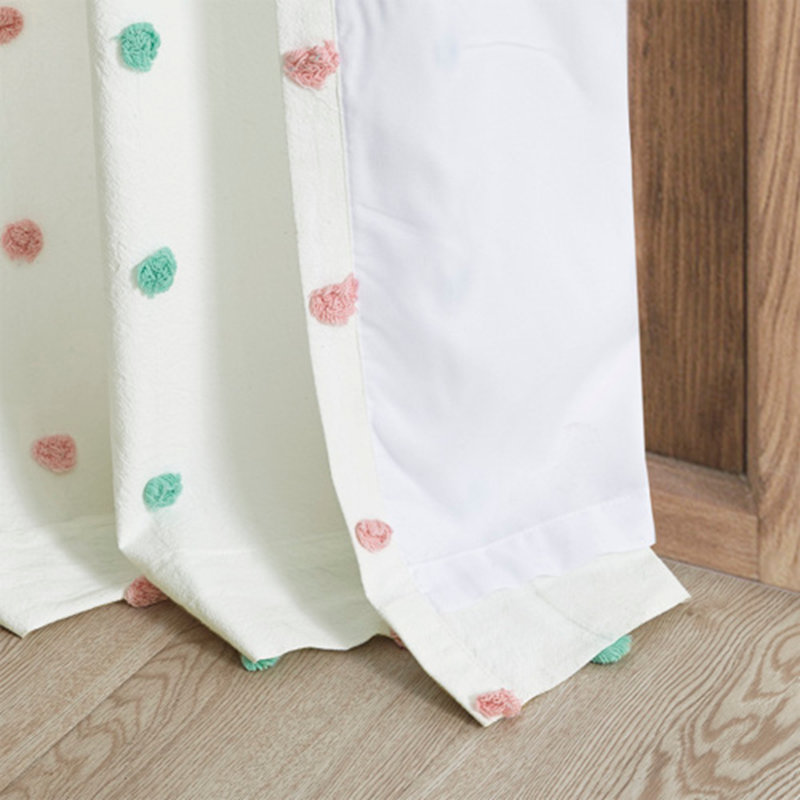 Cotton Jacquard Pom Pom Curtain panel