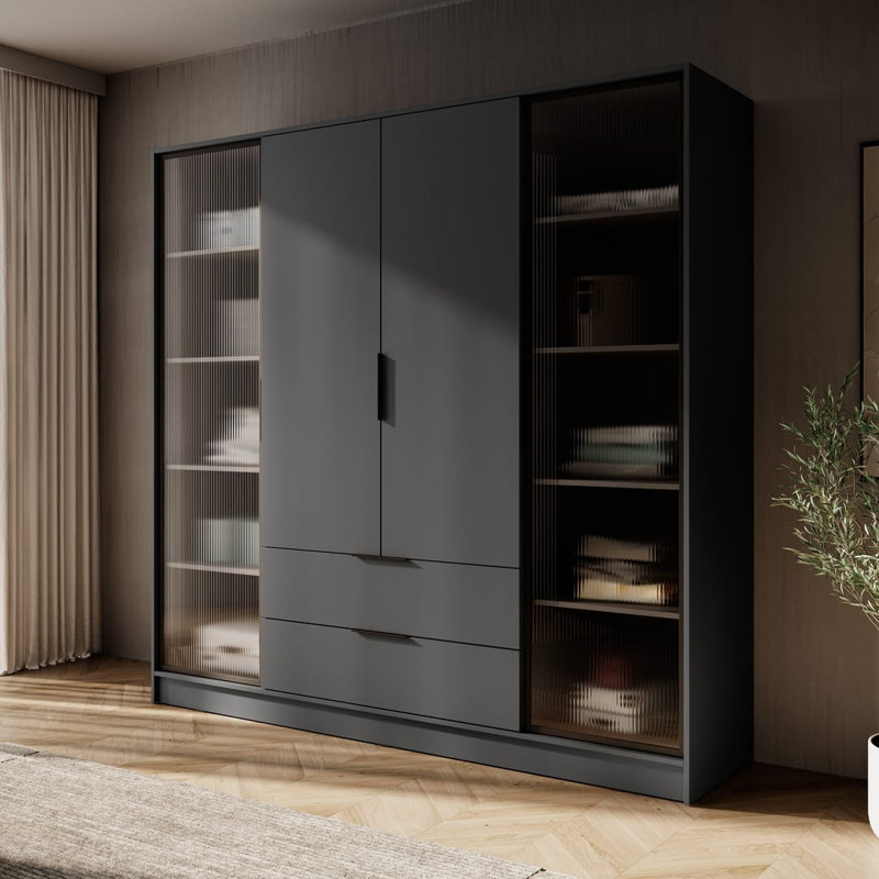 Cayslee 2 Door Manufactured Wood Wardrobe, Graphite