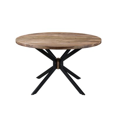 Foundry Select Dyson Round Solid Wood Top Metal Base Dining Table ...