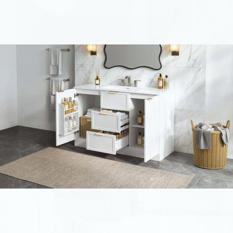 Meuble-lavabo autoportant avec lavabo 47,8 po, 98.98 lbs White
