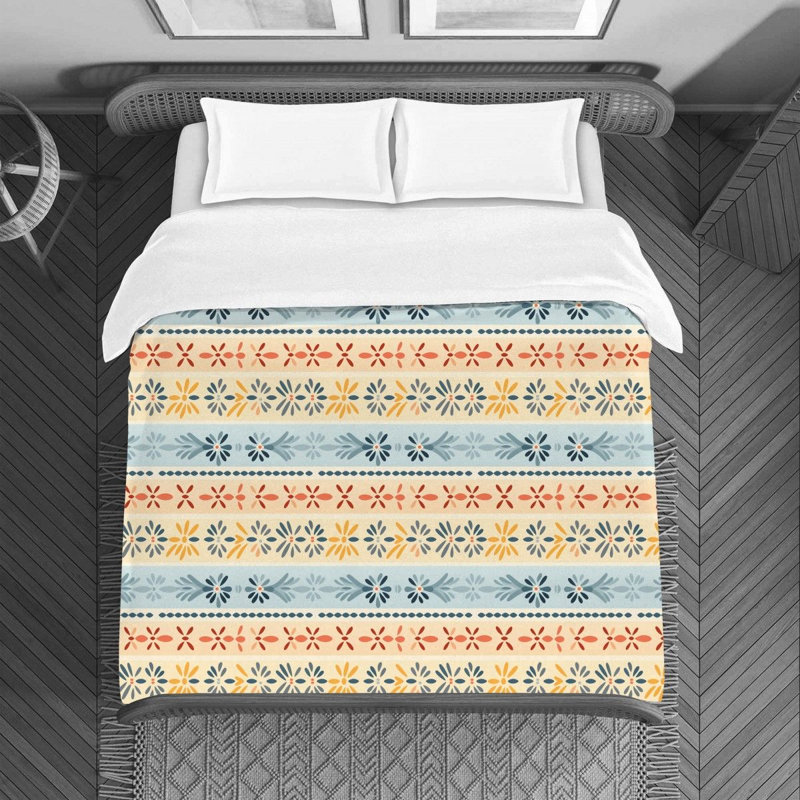 Brazilian Folk Floral Bedding, Queen Duvet Cover