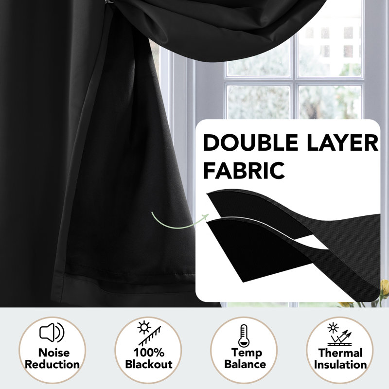 Blackout Curtain Single Panel, `100" W x 84" L, Black