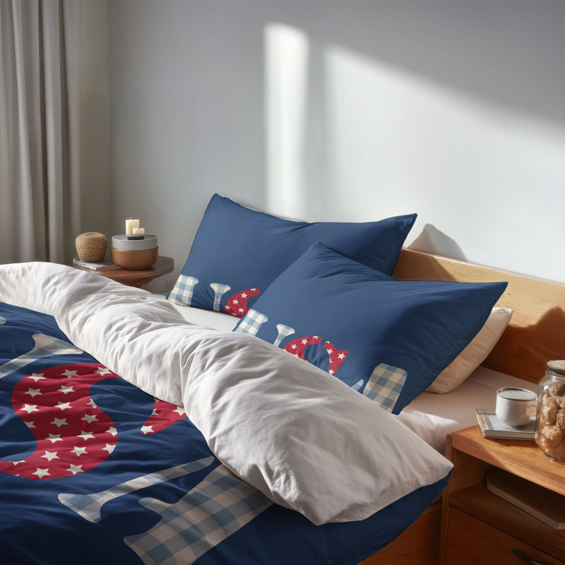 Ensemble d'édredon décoratif léger USA Gingham, Édredon grand + 2 taies d'oreiller standard