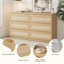 Commode double en rotin pour chambre à coucher, commode double 6 tiroirs avec ensemble anti-basculement-1260786091
