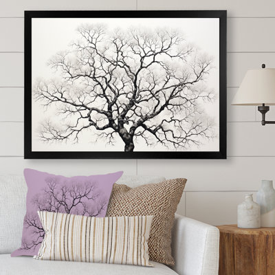 Minimalism Black And White Trees Oak - Tree Oak Large Wall Art