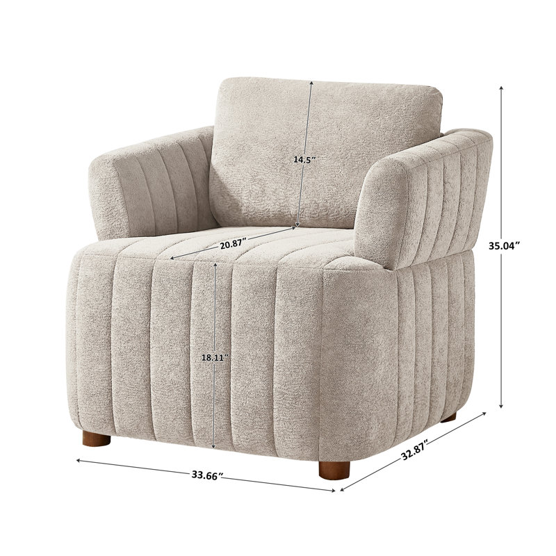 Fauteuil d'appoint rembourré 33,66 po, Chameau