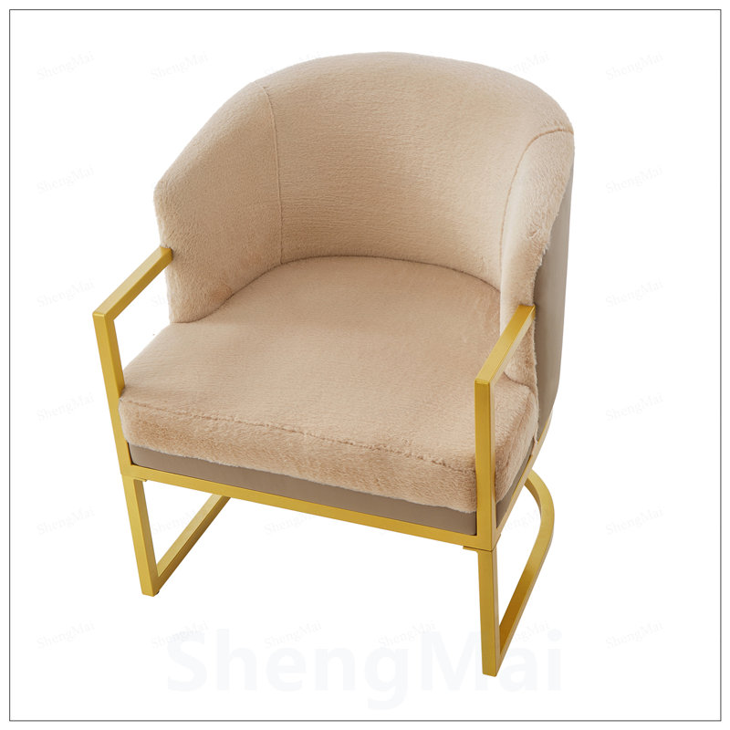 Chaise de lecture rembourrée avec structure en métal pour fauteuil, chambre à coucher ou bureau Modern Modern, Light Brown