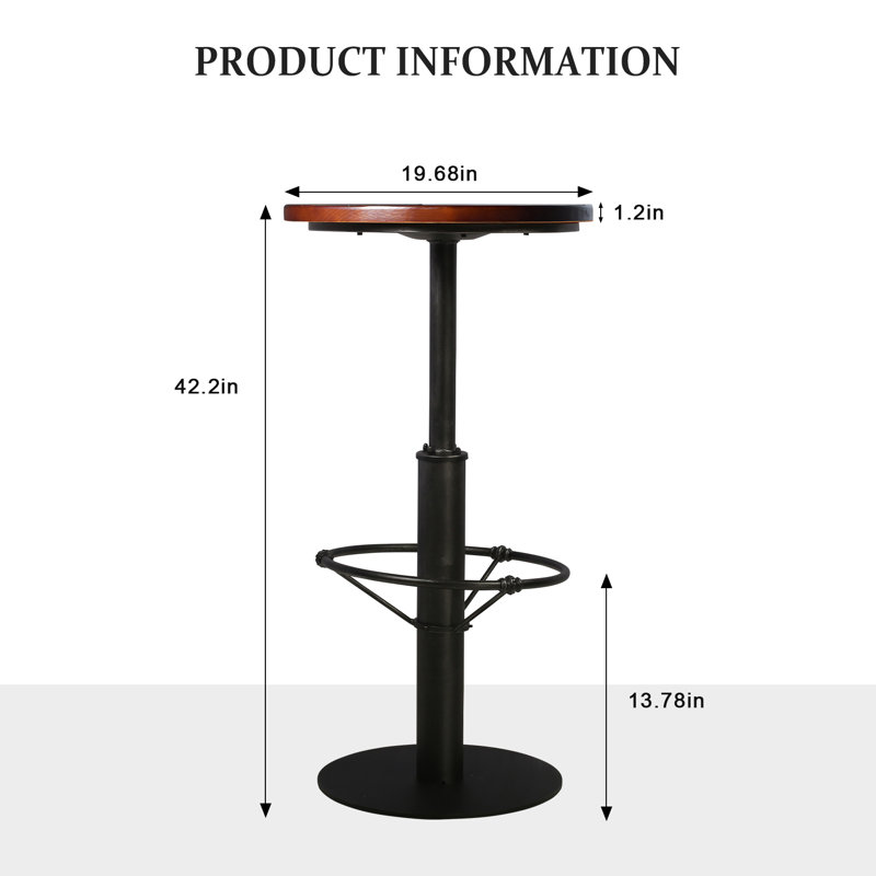 Table de salle à manger ronde 19,68 po Ineson, Marron foncé, Noir