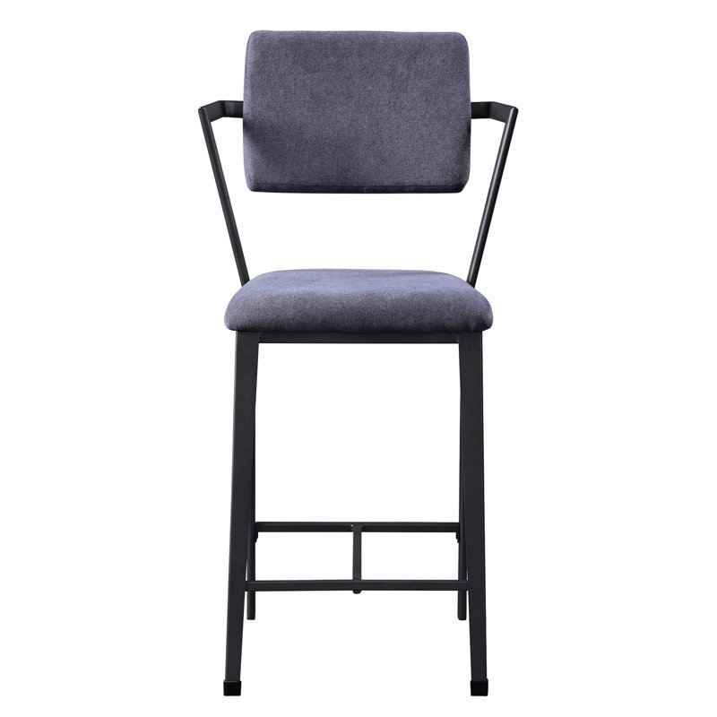 2 chaises grises à hauteur de comptoir à dossier ouvert - Design industriel moderne et confort 2 chaises, revêtement en tissu, pour améliorer la respirabilité, look, coussin de siège rembourré