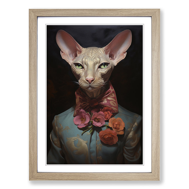 Sphynx Cat Orphism - Framed Print, 64cm H x 46cm W x 2cm D, Oak 