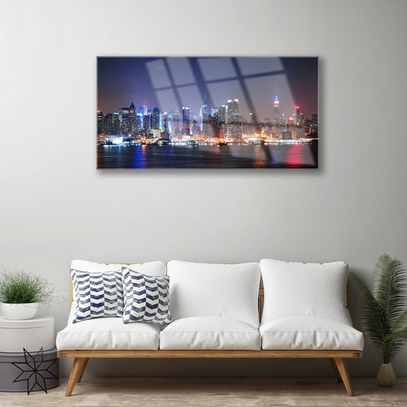 Houses City Skyscrapers - No Frame Print on Glass