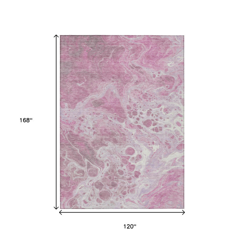Tapis intérieur lavable abstrait 10 pi x 14 pi rose