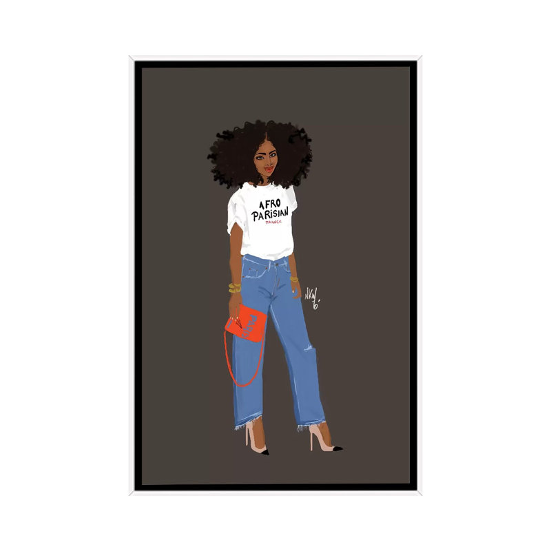Afro-Parisianer 1 Piece Wall Art on Canvas, 66.04 cm H x 45.72 cm W, White Framed