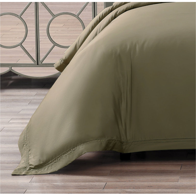 Yalda Egyptian Certified Cotton Modern 3 Piece Duvet Cover Set, Linen, King Duvet Cover + 2 King Sham