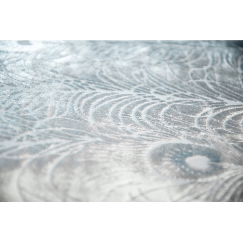 Peacock Feather Square Velvet Pillow Cover & Insert, Square 22", Moonstone