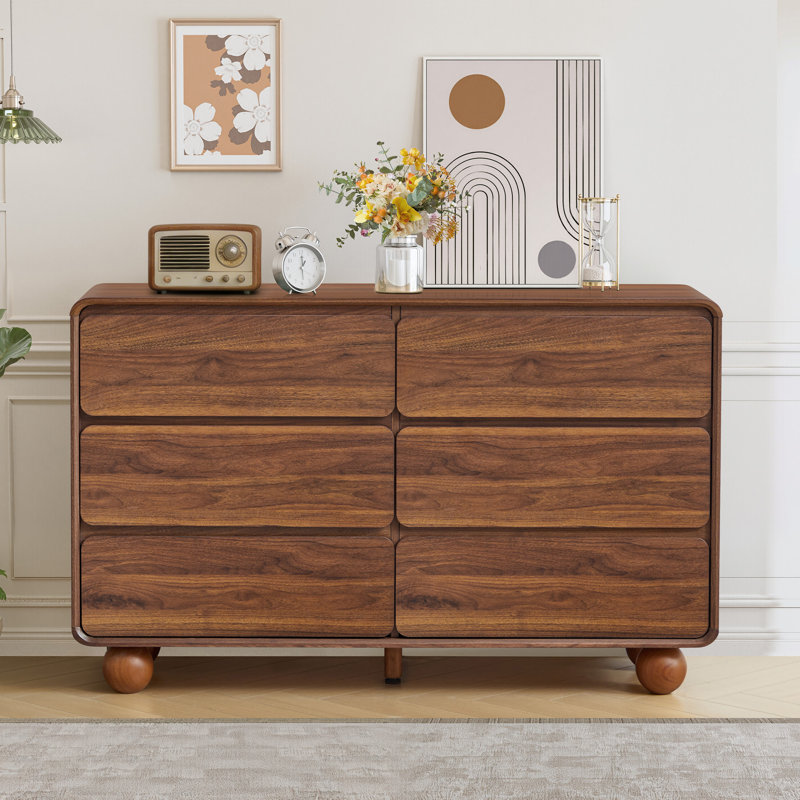 6 Drawer 47.24'' W Accent Chest, Walnut