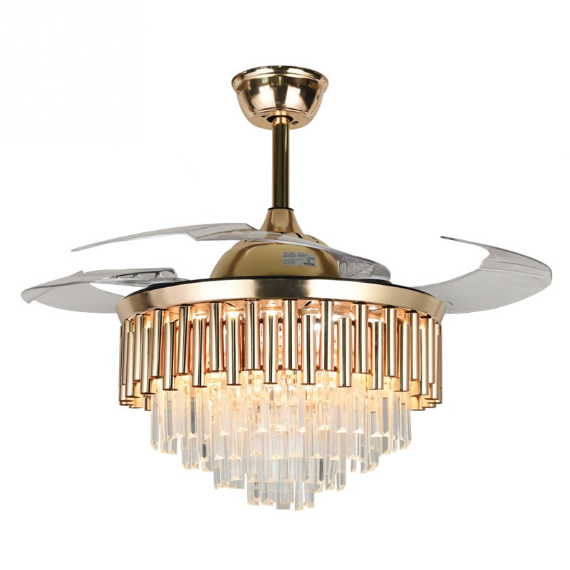 Ventilateur de plafond 42 po à 4 pales décoratives Windny avec télécommande et ensemble d'éclairage inclus, Or