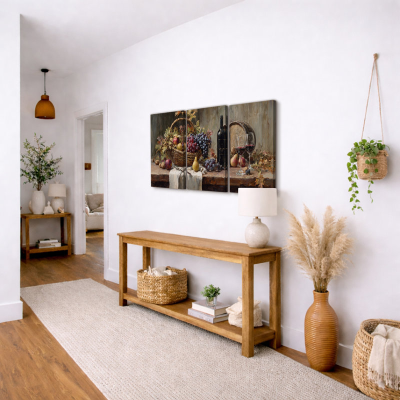 Rustic Vineyard Harvest Still Life, H 36 po x l 72 po, Toile tendue