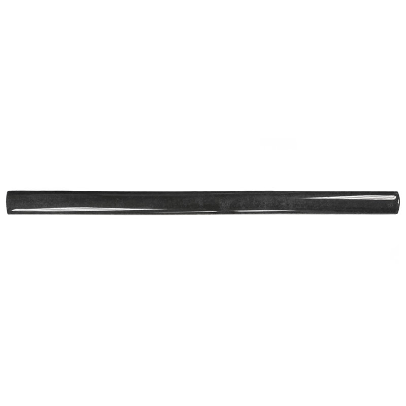 Coco Demi-Bullnose 1/2 In. X 7-7/8 In. Ceramic Wall Trim, Glossy Black Hat