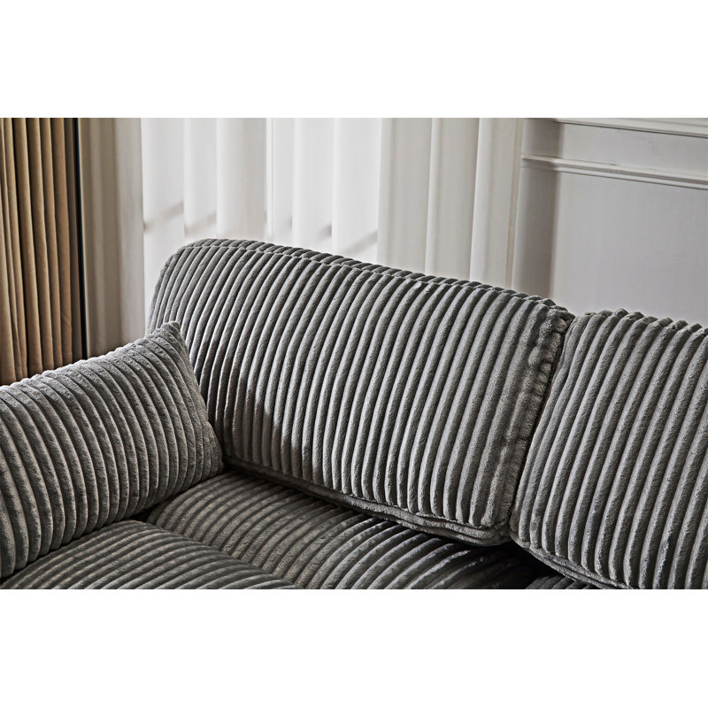 Fauteuil de salon rembourré, canapé-lit, Velours côtelé gris