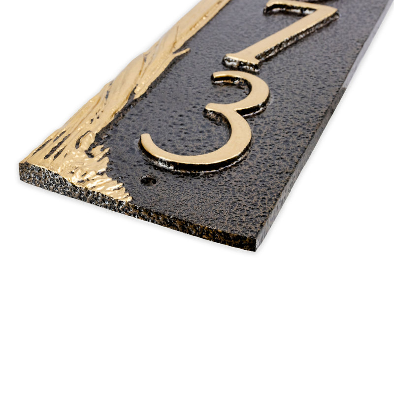Plaque d'adresse de blé 4 lignes, Noir argent, mur